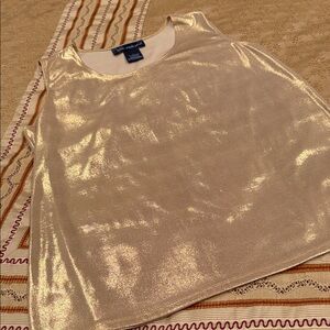 Susan Graver Shimmering Gold Top, Polyester Blend, Sleeveless, Great Condition M